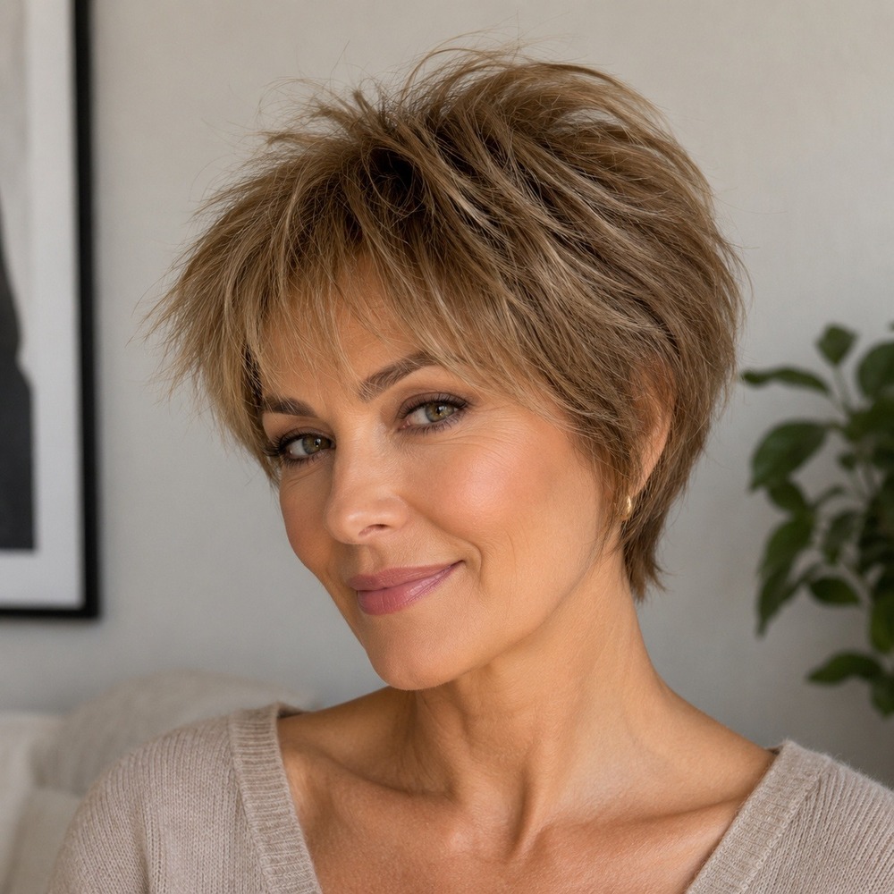 Paula Young Rayne Wig Buttered Toast Layered Pixie Short Synthetic SF1026 A